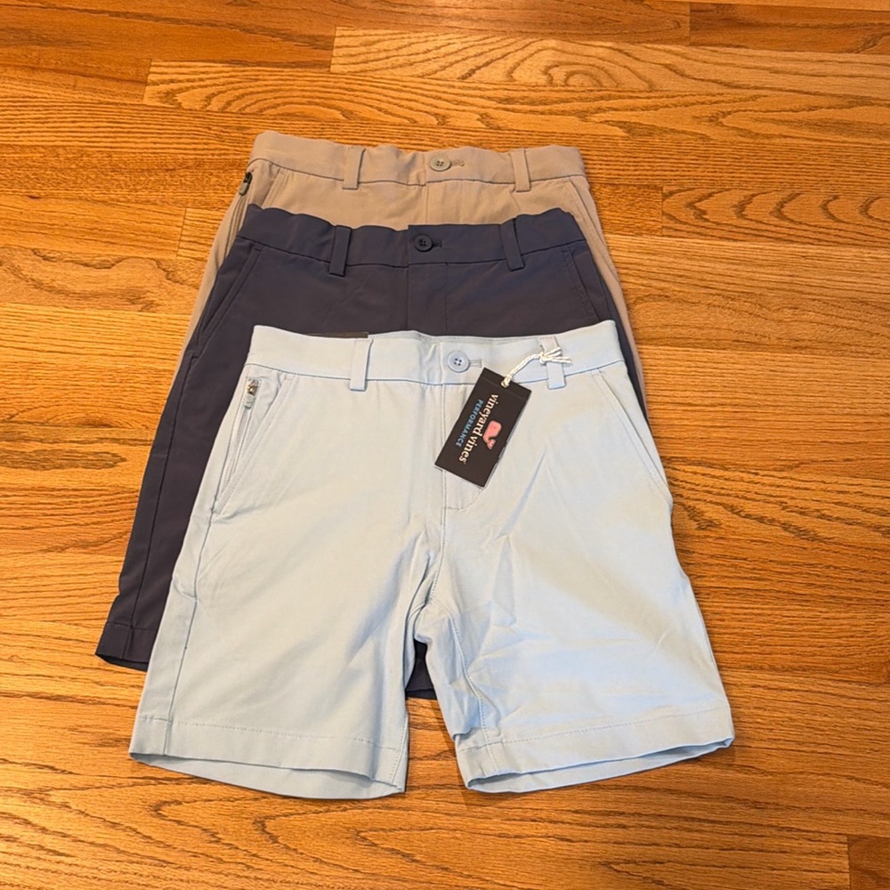 Vineyard Vines Kids Light Blue and Navy Performance Shorts